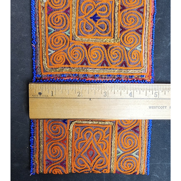 Kuchi Embroidered Pouch Wallet Central Asian Handmade Beaded Orange Swirls - Picture 3 of 6